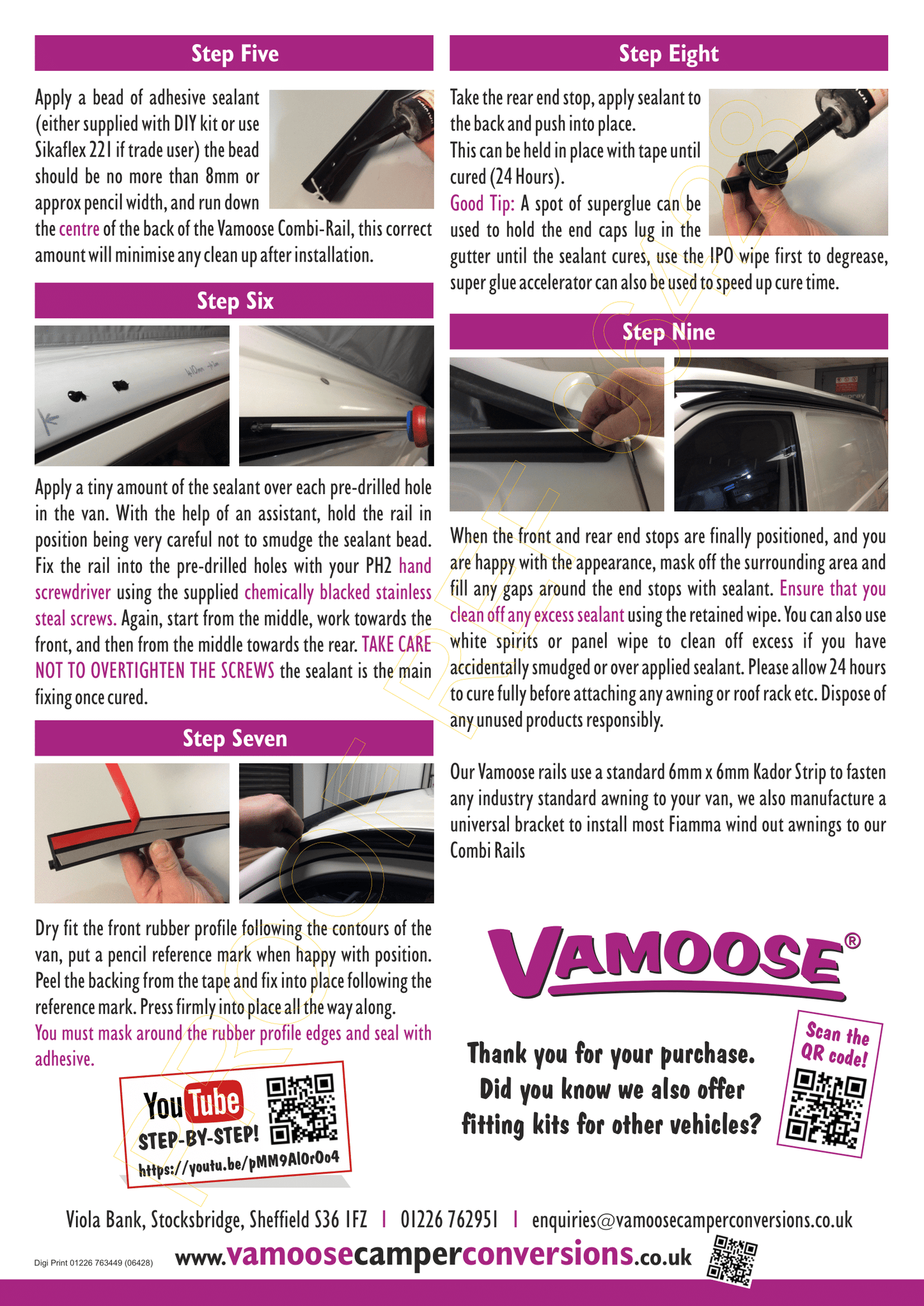 VAMOOSE AWNING COMBI RAILS NEARSIDE - TRANSIT CUSTOM MK1 (2012-2023)