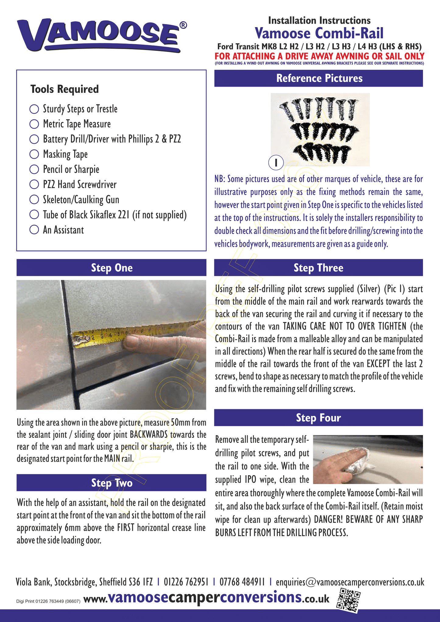 VAMOOSE AWNING COMBI RAILS - FORD TRANSIT MK8