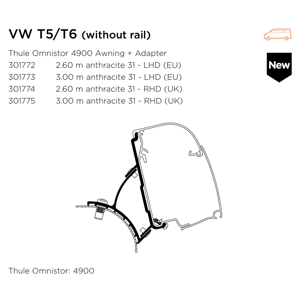 Thule 4200 Awning Adapters - Secure bracket connections