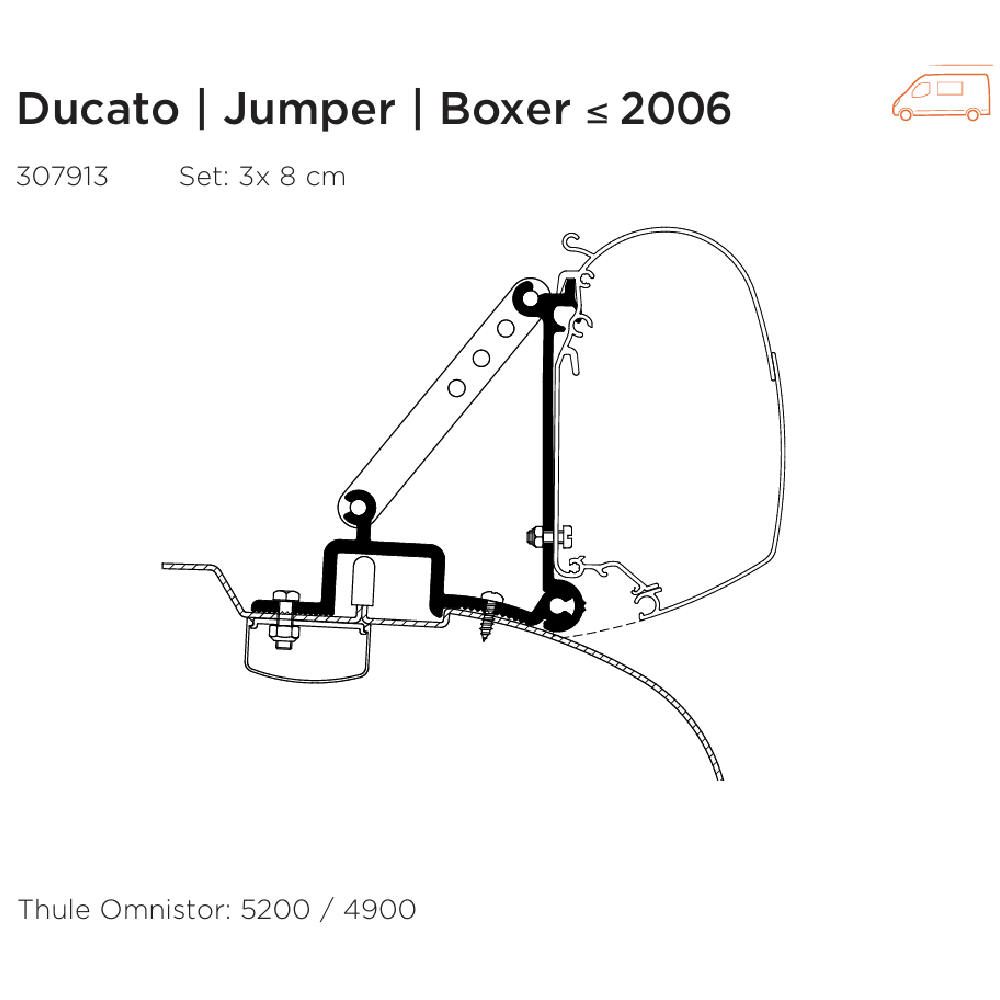 Awning Adapter - Ducato/Jumper/Boxer <'06 - 5200,4900