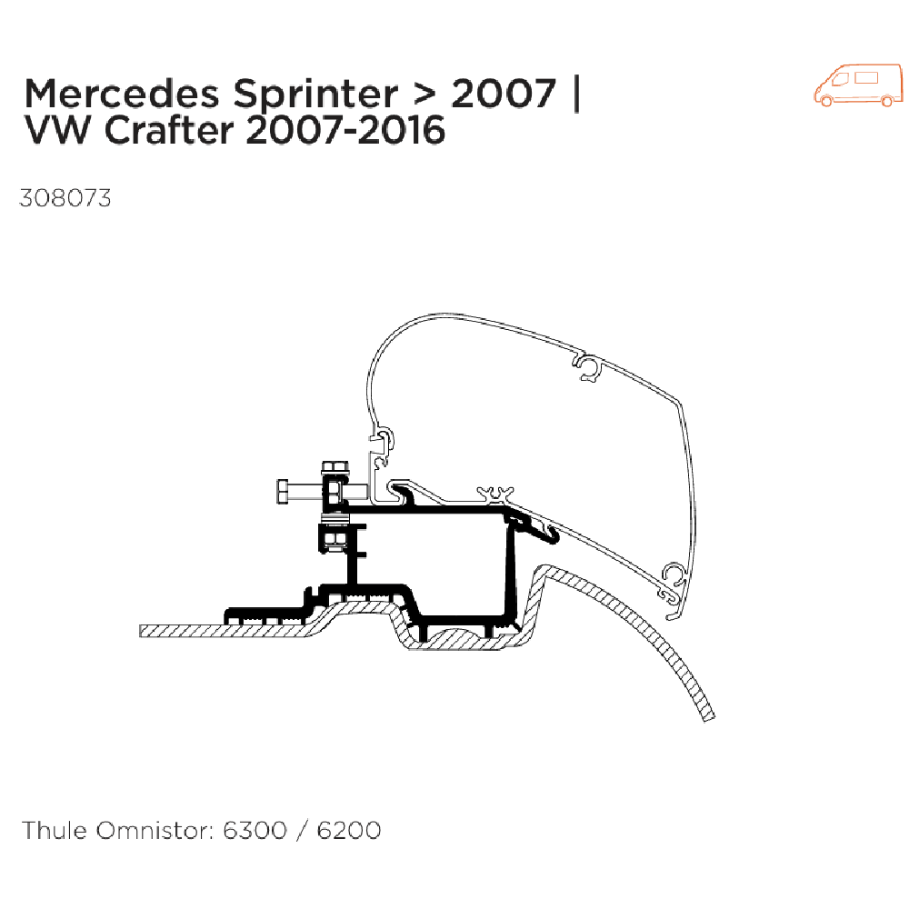 Awning Adapter - Sprinter/Crafter '07-16 - 6300, 6200