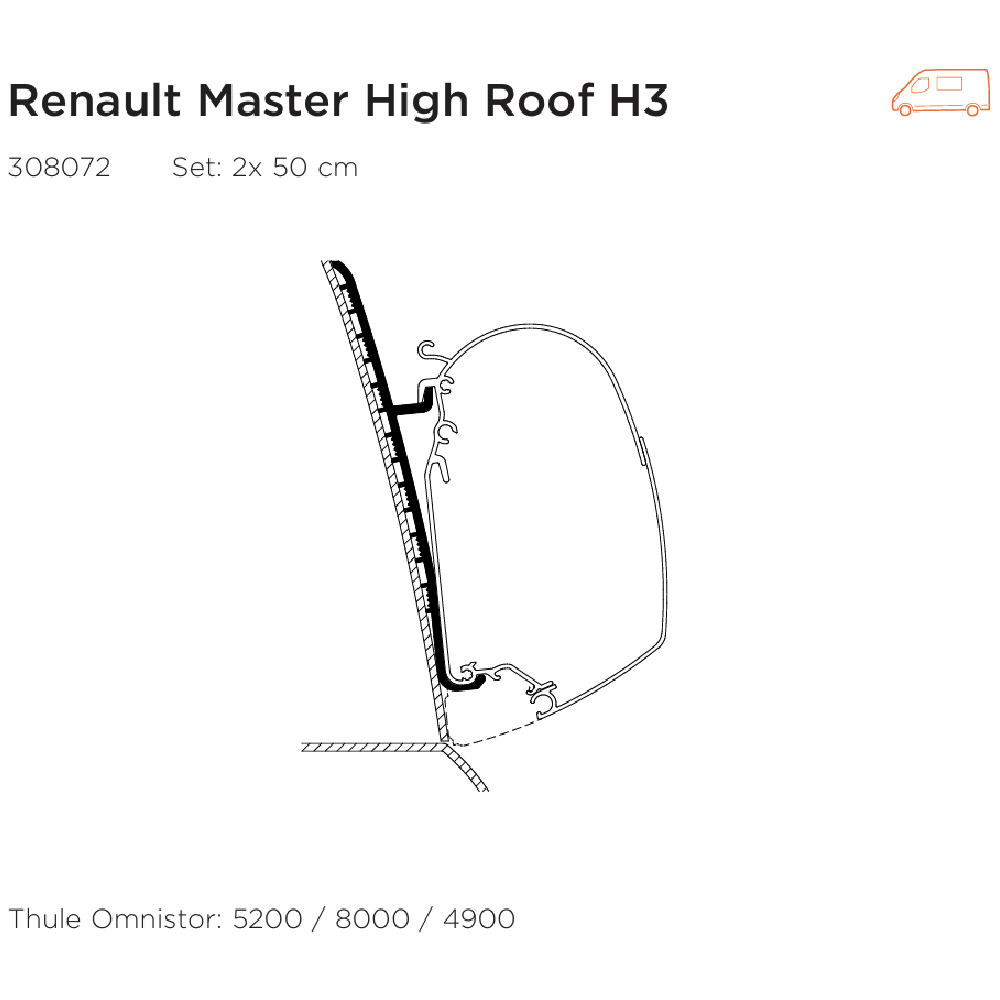 Awning Adapter - Renault Master High Roof - 8000, 5200, 4900