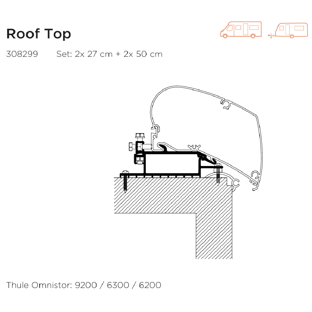 Awning Adapter - Flat roof Universal - 9200, 6300, 6200