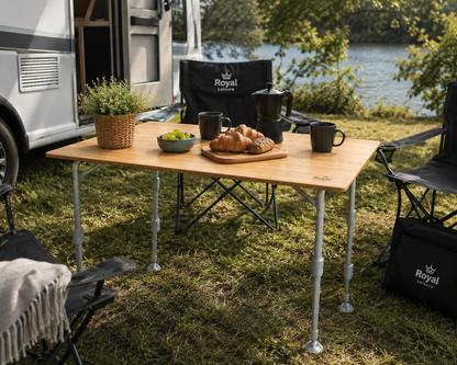 Royal Leisure Deluxe Sustainable Bamboo Camping Table – Adjustable Outdoor Table