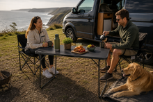 Royal Leisure Large Camping Tea Table – Folding Table with Charcoal MDF Top