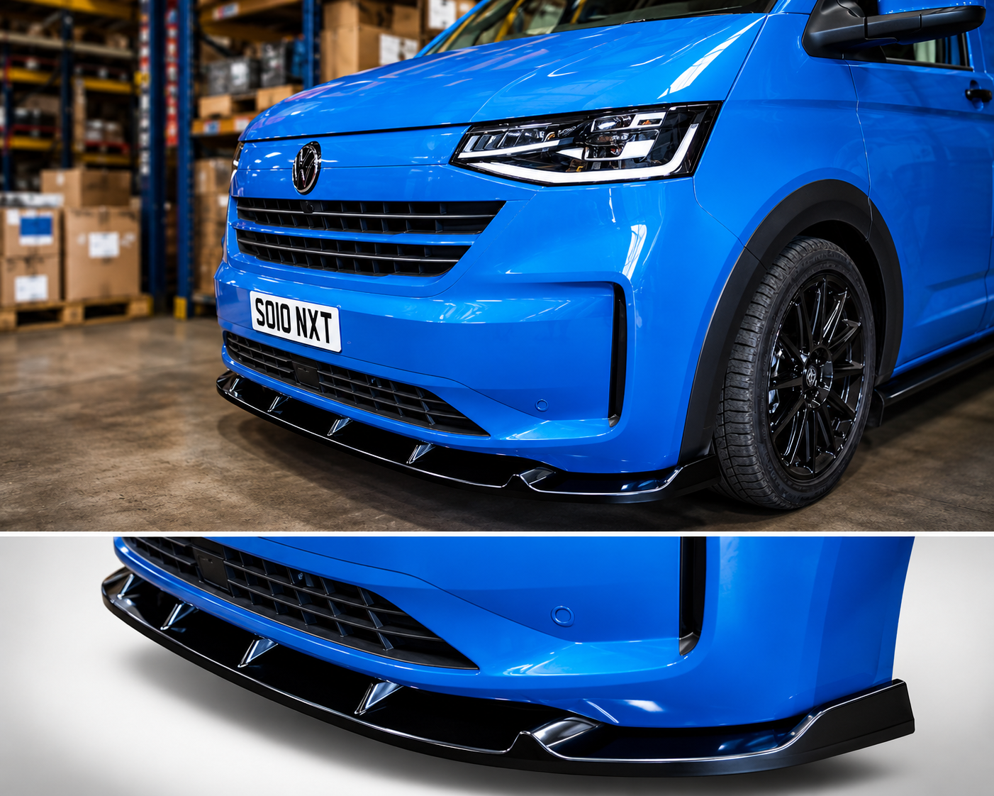 VW Transporter T7 V2 Gloss Black Front Splitter 2025 Onwards
