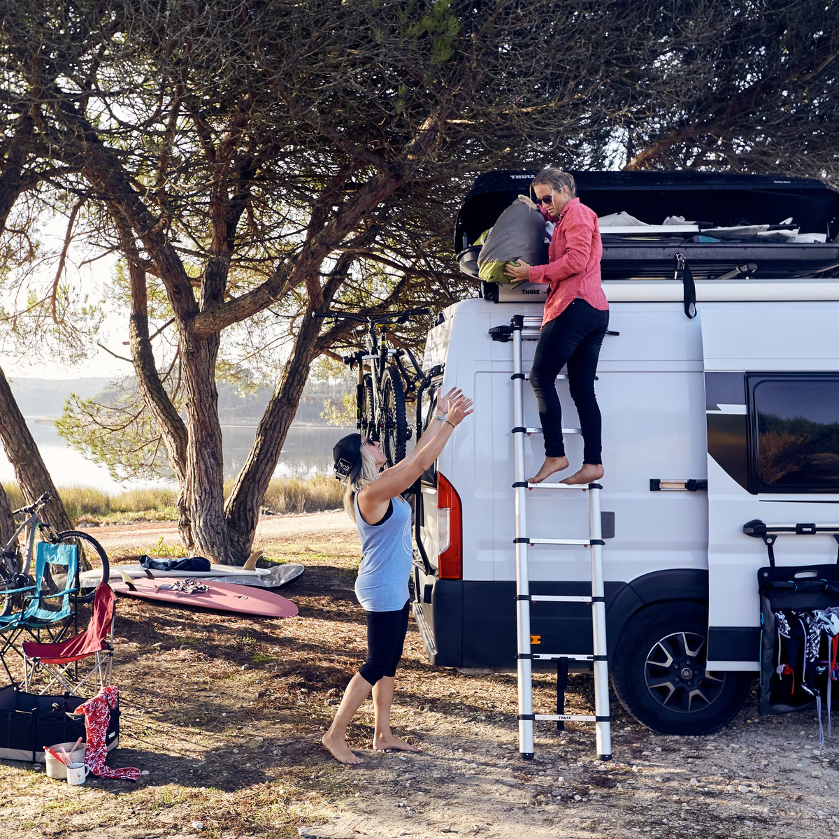 Thule telescopic ladder 9 steps campervan roof access ladder with fixation kit