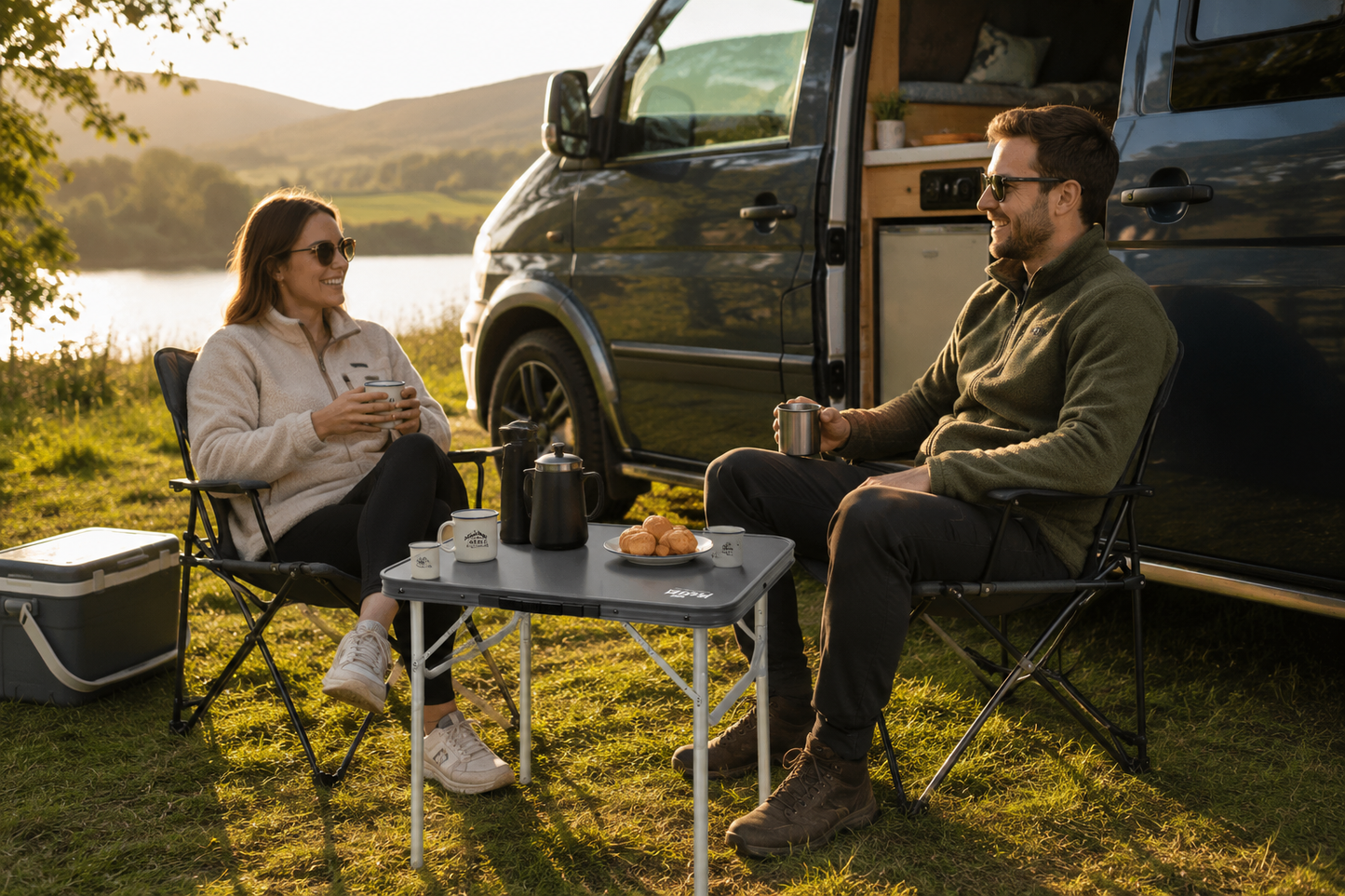 Royal Leisure Coniston Aluminium Folding Camping Table – Dark Charcoal MDF Top