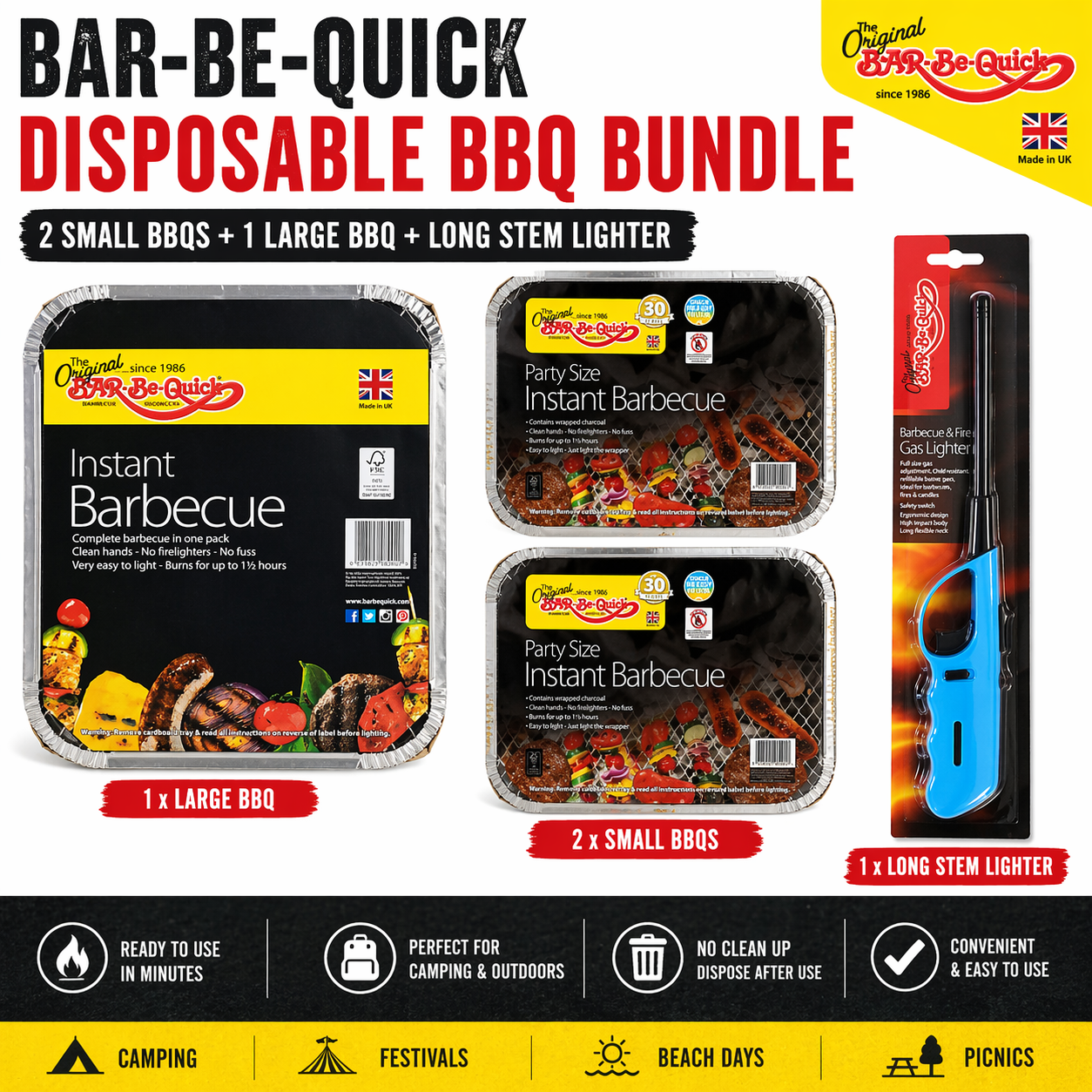 disposable BBQ bundle camping portable BBQ with lighter