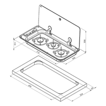 CAN FC1349-E 3 Burner LPG Hob with Electronic Ignition & Glass Lid