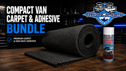 Relive Compact Van Carpet & Adhesive Bundle | 4-Way Stretch Lining Carpet & Trim-Fix Kit