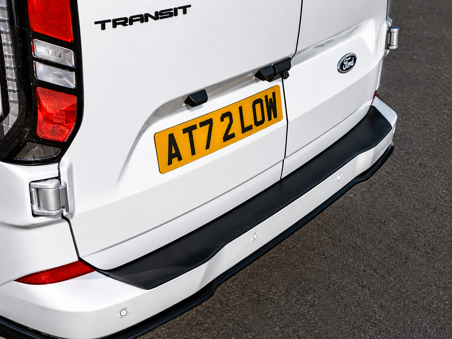 Matte Black Rear Bumper Protector for Ford Transit Custom Gen 2 & VW Transporter T7