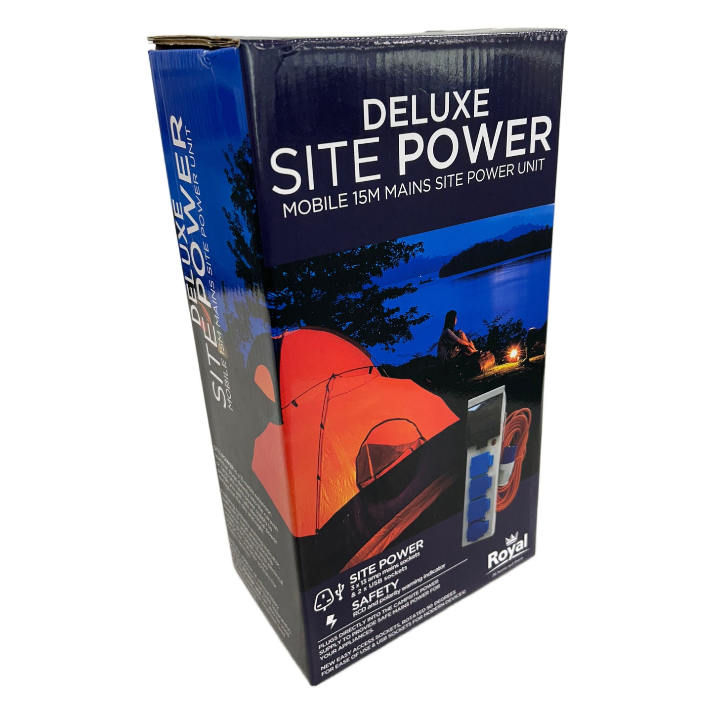 Royal Leisure Deluxe 15m Mobile Mains Lead With x2 USB Sockets