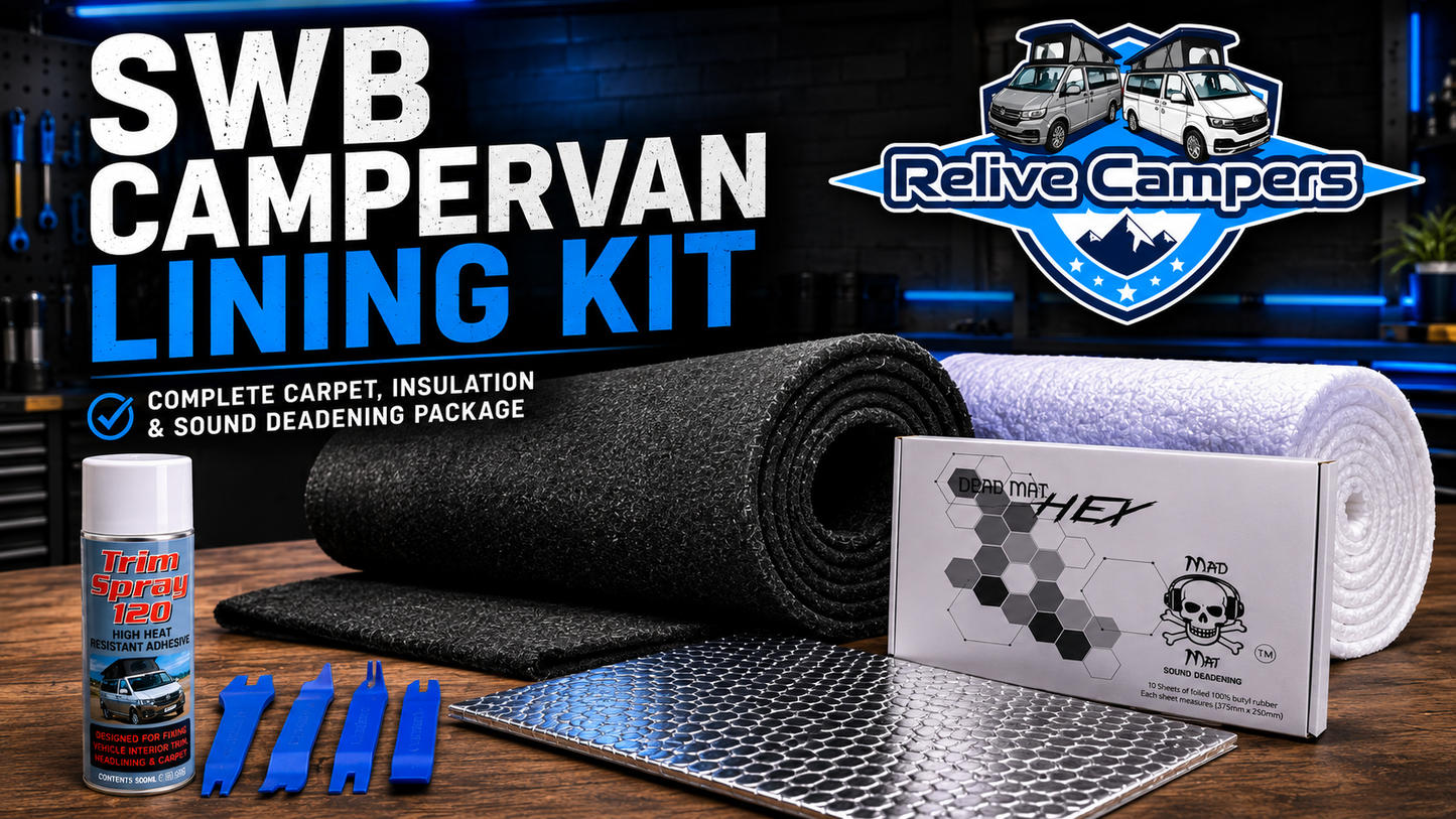 Relive Premium Campervan Lining Bundle SWB | Carpet, Insulation & Adhesive Kit