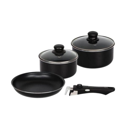 Athena 6 piece black non-stick induction pan set with removable handle