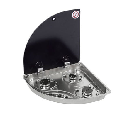 CAN FC1344-E RH 3 burner LPG hob with 12V ignition and glass lid