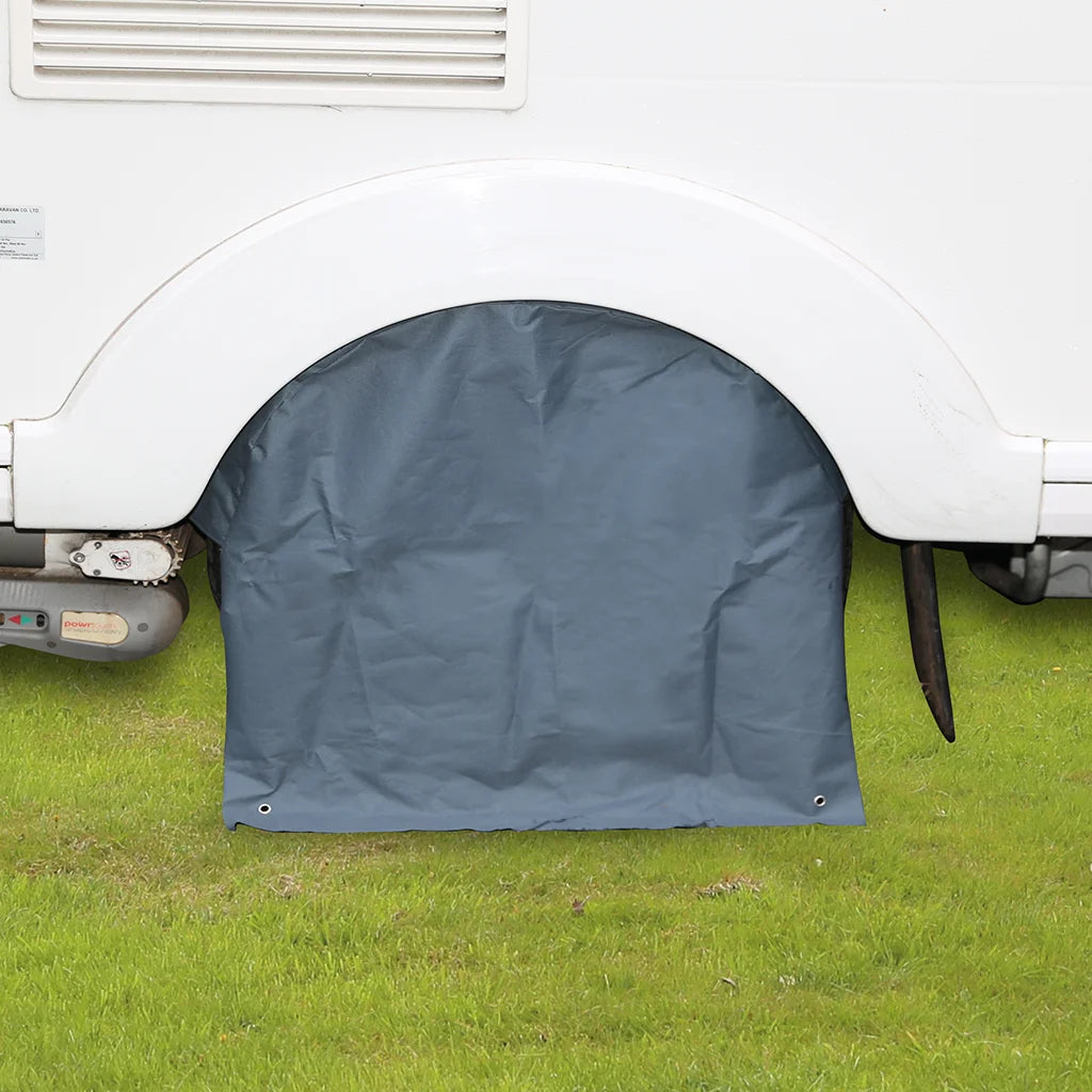 Quest Leisure wheel cover fitted to caravan motorhome or campervan wheel