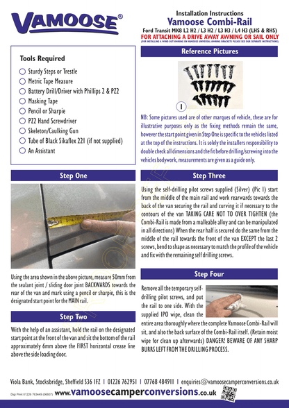 VAMOOSE AWNING COMBI RAILS - FORD TRANSIT MK8