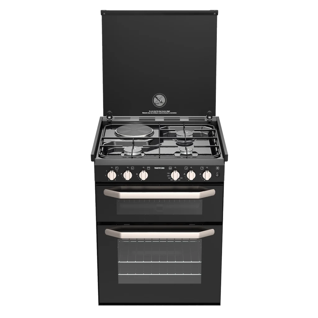 Thetford K1520 dual fuel cooker with oven grill and glass lid