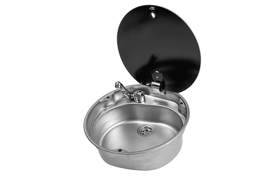 ROUND SINK 407mm  W. GLASS LID