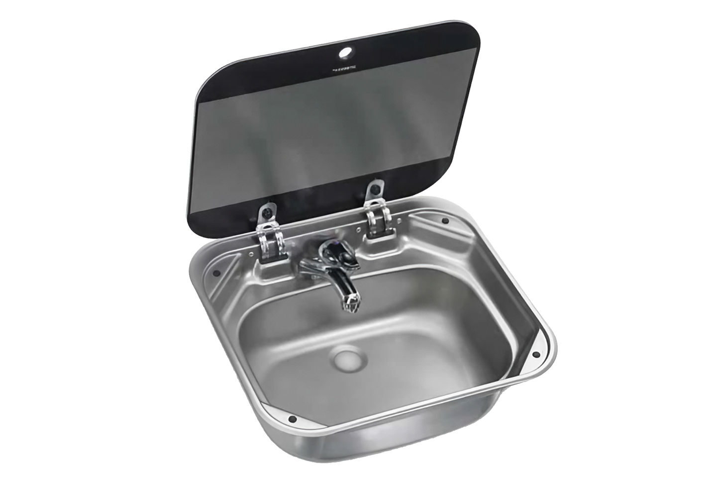 SQUARE SINK 420 x 370 x 146.5 mm  W. GLASS LID,