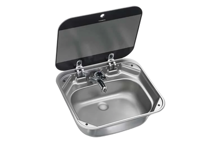 SQUARE SINK 420 x 370 x 146.5 mm  W. GLASS LID,