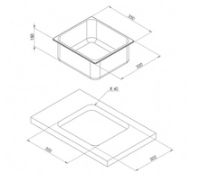 RECTANGULAR SINK 350 x 320 x 150 mm Relive Campers