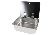 RECTANGULAR SINK 375 x 300 x 121 mm   W. GLASS LID Relive Campers