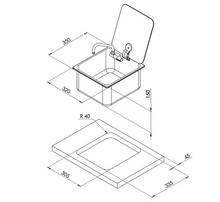 RECTANGULAR SINK 350 x 320 x 150   W. GLASS LID Relive Campers