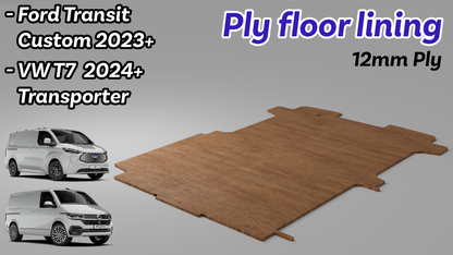 VW T7 Transporter / Ford Transit Custom 2024+ - 12mm Campervan Plywood Flooring (SWB)