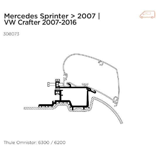 Awning Adapter - Sprinter/Crafter '07-16  -  6300, 6200