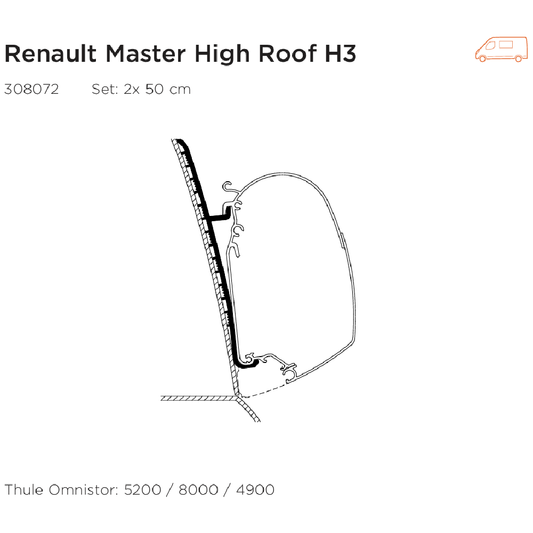 Awning Adapter - Renault Master High Roof - 8000, 5200, 4900