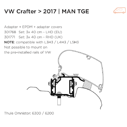 Awning Adapter - VW Crafter 2017+ - 6200, 6300