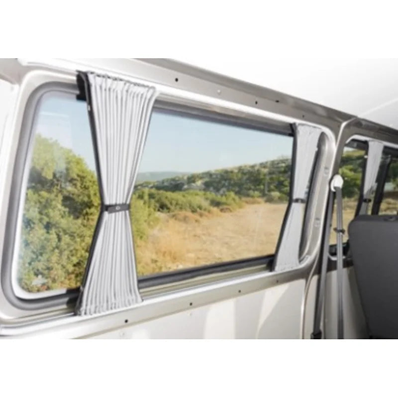 VW T5 LWB 5-Window Curtain Kit – Grey/Black Tailgate