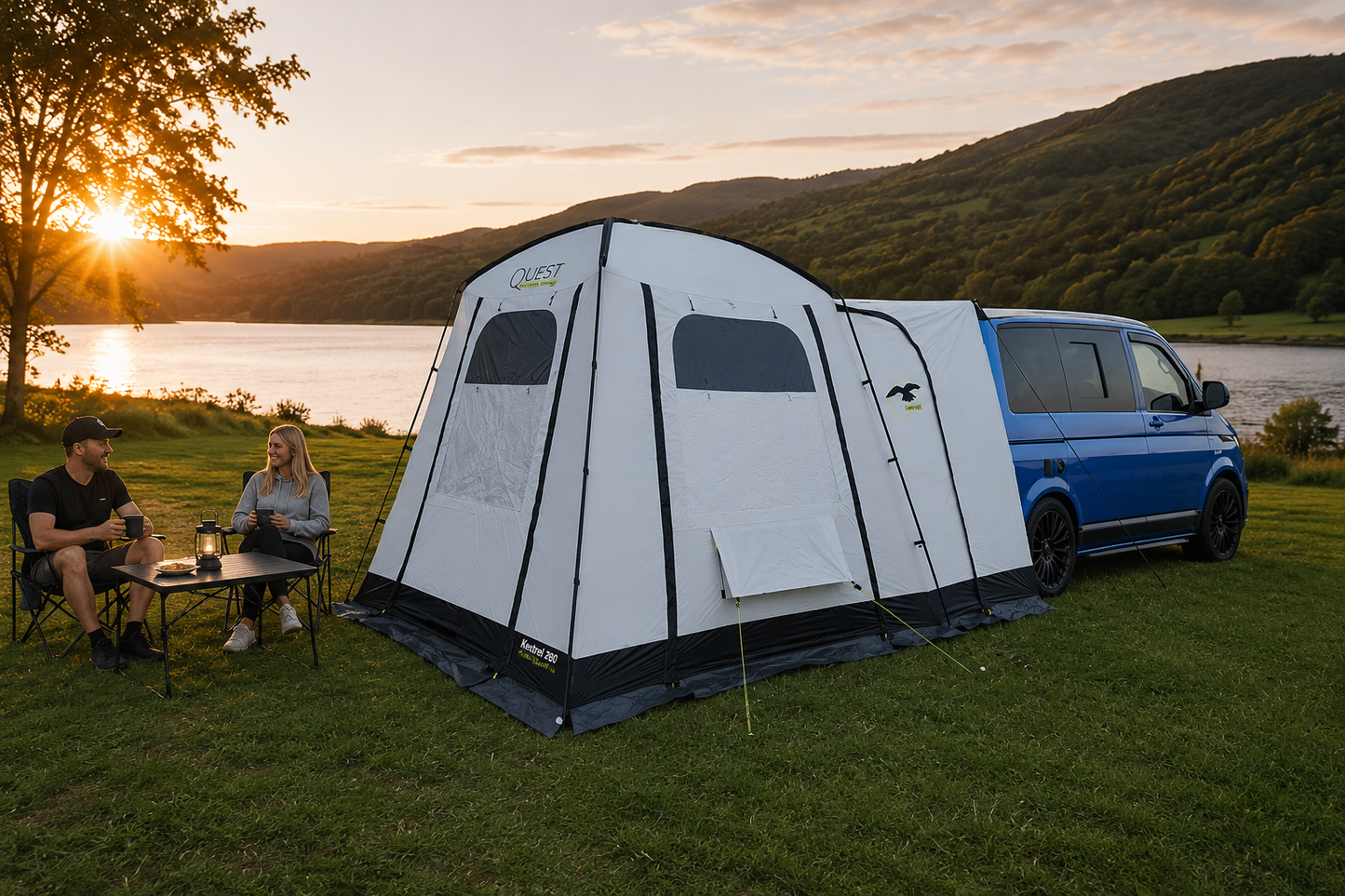Kestrel Poled Drive Away Tailgate Awning for VW Transporter T5 & T5.1, T6 & T6.1