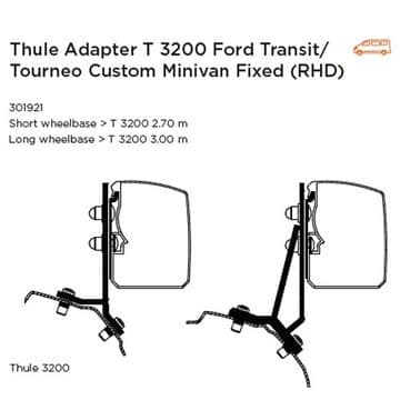 Thule Omnistor 3200 Awning Adapter for Ford Transit Custom 2012-2023 RHD