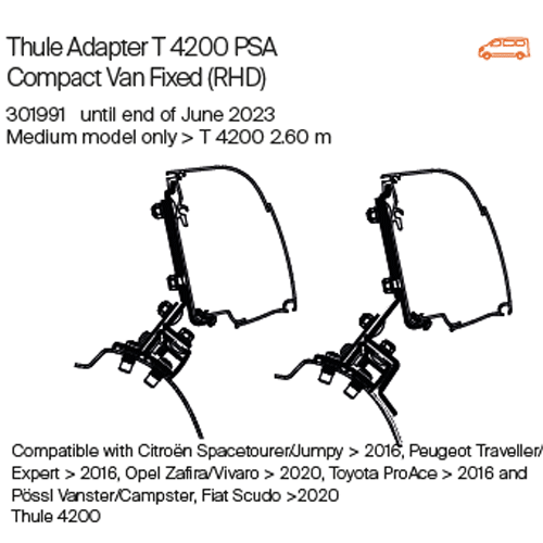 Thule Omnistor 4200 Awning Adapter for Peugeot Expert, Dispatch and Proace