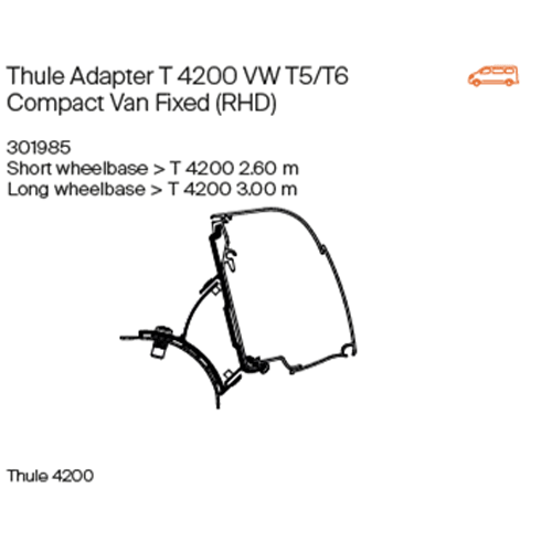Thule Omnistor 4200 Awning Adapter for VW T5/T6 Fixed Roof