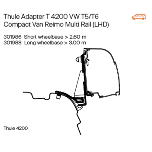Thule Omnistor 4200 Awning Adapter for VW T5/T6 Combi Rail LHD