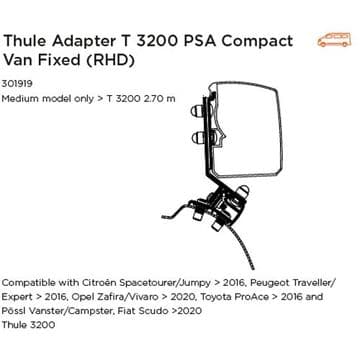 Thule Omnistor 3200 Awning Adapter for PSA Minivans Fixed Roof RHD