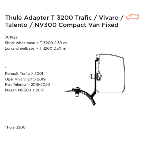 Thule Omnistor 3200 Awning Adapter for Trafic, Vivaro, Talento and NV300