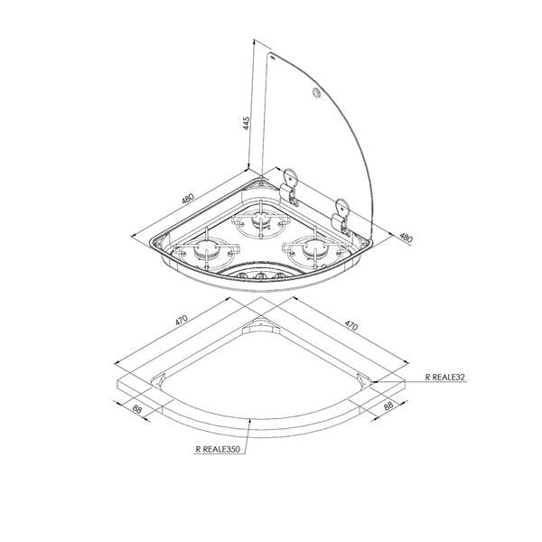 CAN FC1343-E LH 3 Burner LPG Hob with 12V Ignition