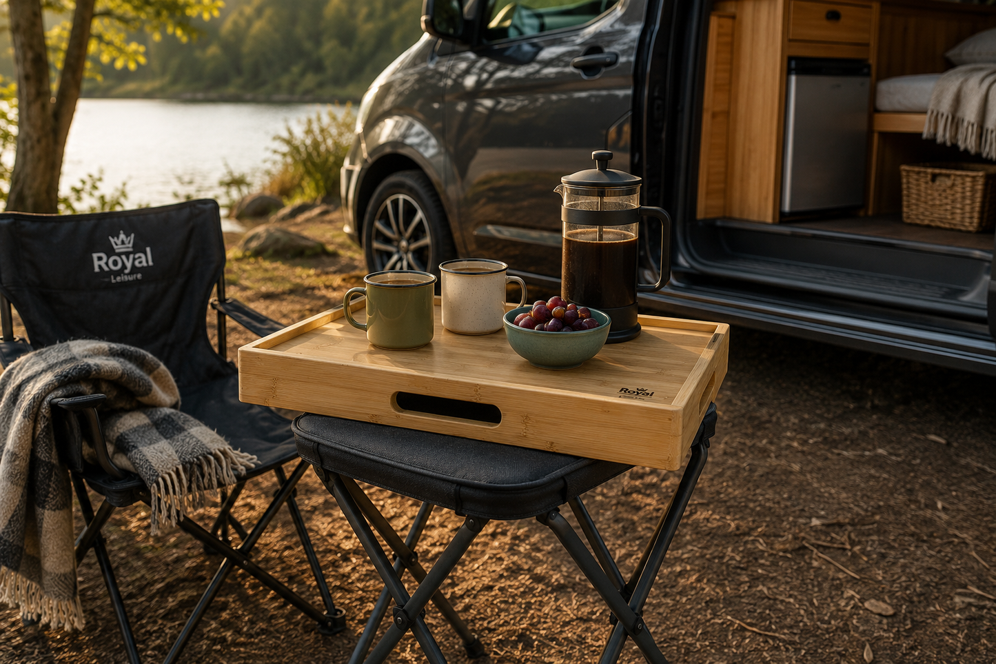 Royal Leisure Deluxe Eco Bamboo Table Top – Camping stool Table Tray