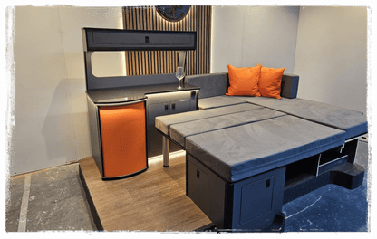 Montana campervan kitchen and converted bed