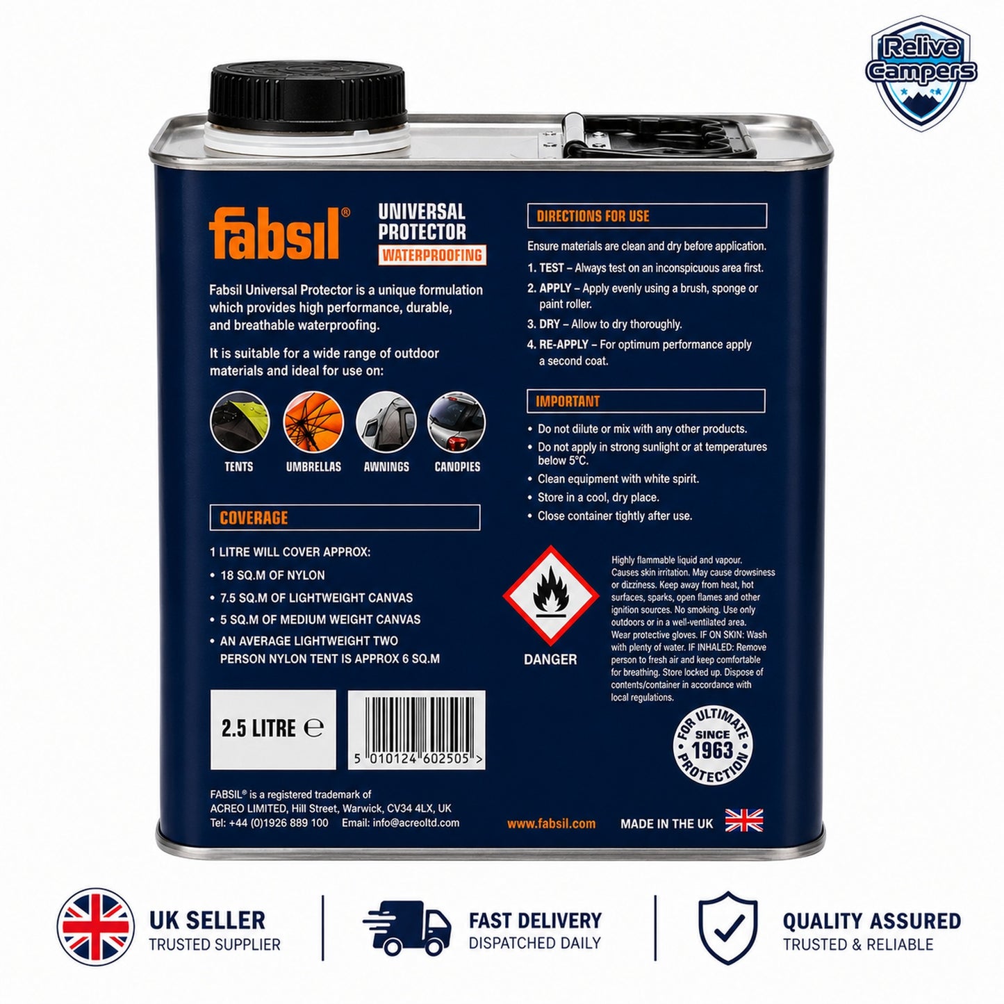 Fabsil Universal Protector UV Waterproofing Treatment Liquid – 2.5L