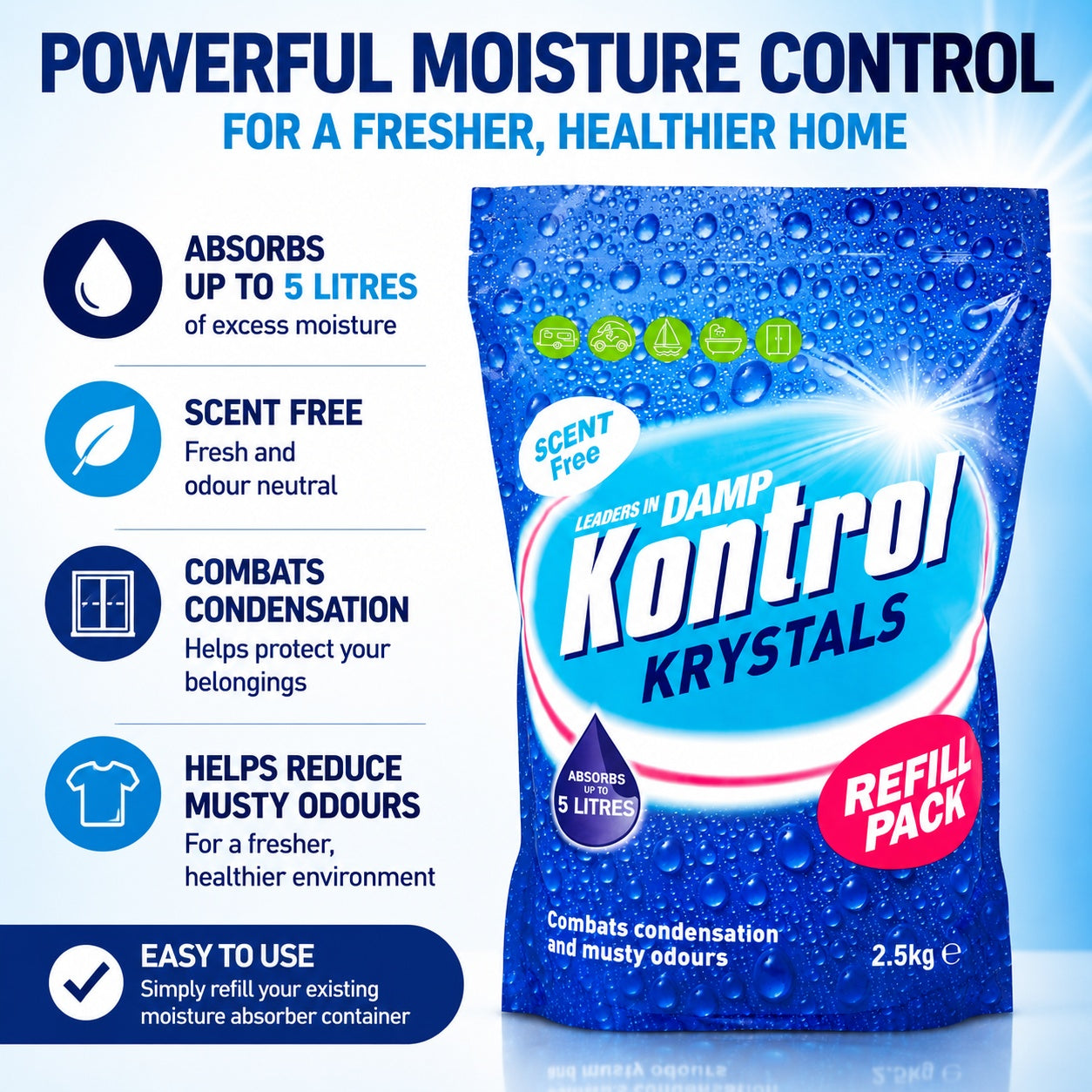 Kontrol Krystals Scent-Free Moisture Trap Refill 500g - 10kg