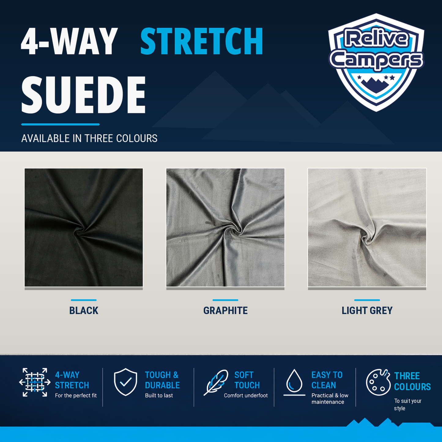 4-Way Stretch Faux Suede Van Lining – 1.5m Wide