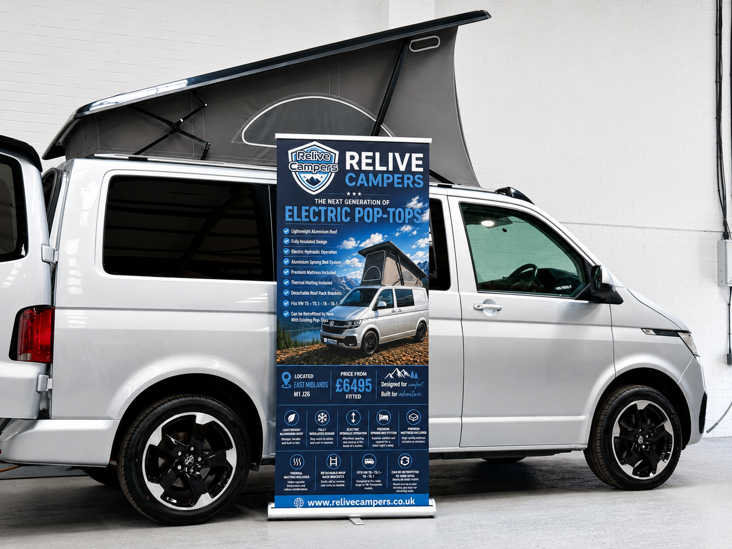 Relive Hybrid Electric Hydraulic Pop Top Roof Conversion for VW T5, T5.1, T6 & T6.1