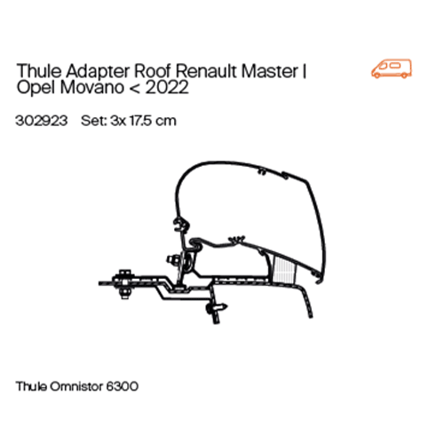 Thule Omnistor 6300 Roof Awning Adapter for Master 2010-2024 and Movano 2010-2021 H2