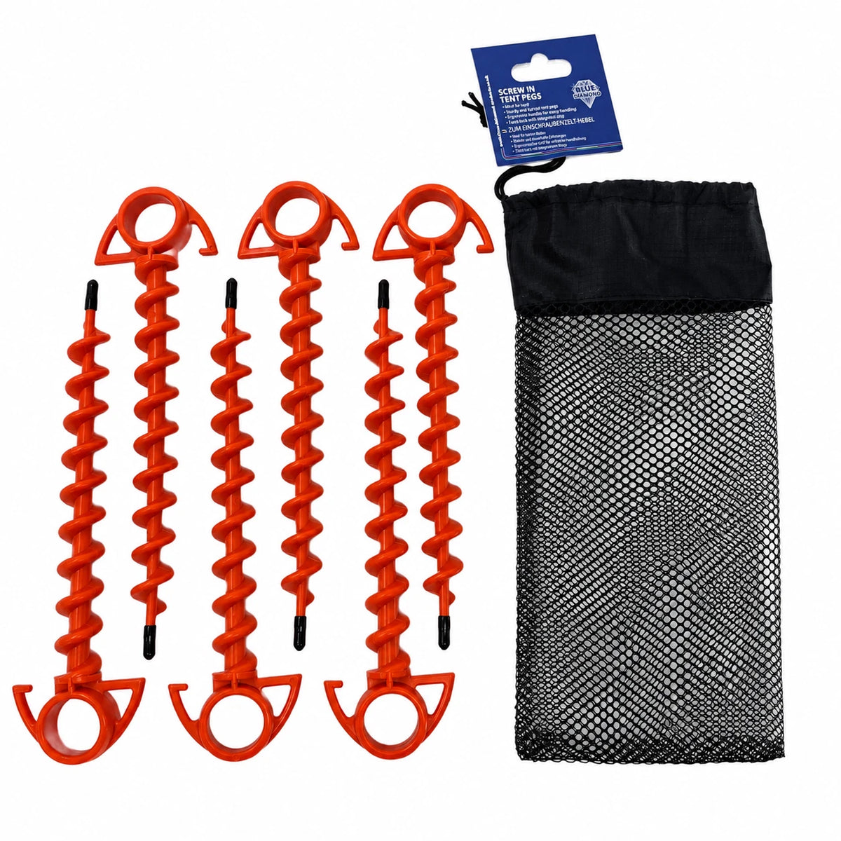 Blue Diamond Screw-In Tent Pegs – 6 Pack